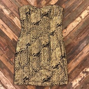Strapless Gold and Black dress from Forever 21
